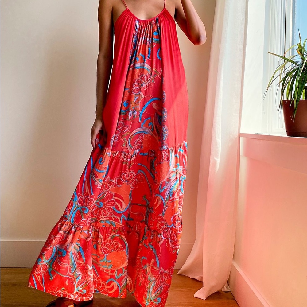 Free People Miles Away maxi slip dress size XS RARE red cherry - Picture 1 of 1